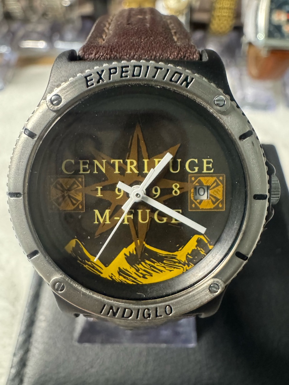 Timex Expedition Men's Watch with Brown Strap and Yellow Dial Accents